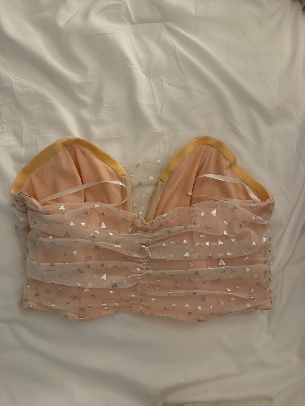 REVOLVE Peach Pink Metallic Heart-Print Bustier Top - Picture 2 of 3